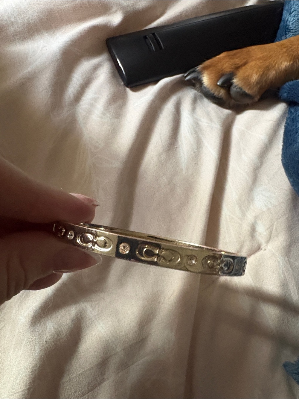 Coach Gold-Tone Signature Circle Bangle Bracelet